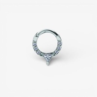 Surgical Steel Hinged Ring- Premium Zirconia Front Facing Triangle