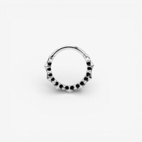 Surgical Steel Hinged Ring - Pyramids and Spikes