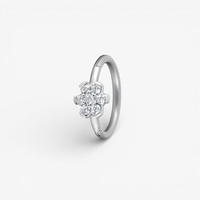 Surgical Steel Hinged Ring - Cubic Zirconia Flower