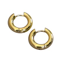 Gold Steel Chunky Round Hoops 