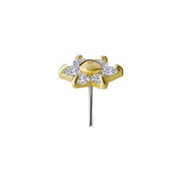 18K Gold Attachment for Threadless Labret - Premium Zirconia Flower - 5mm