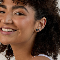 Black Steel Conch Ring - Premium Zirconia