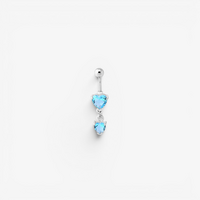 Surgical Steel Belly Ring - Jewelled Hearts 