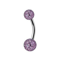 Surgical Steel Belly Ring - Epoxy Jewelled Balls