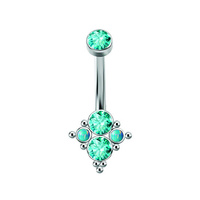 Titanium Internal Thread Belly Ring - Premium Zirconia Diamond Ball Cluster