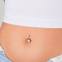 Rose Gold Steel Double Jewelled Belly Ring