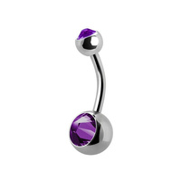 Titanium Double Jewelled Mini Belly Ring - 6mm Ball