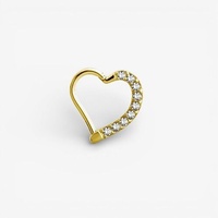 Gold Steel Heart Daith Ring - Premium Zirconia
