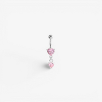 Surgical Steel Belly Ring - Jewelled Hearts 