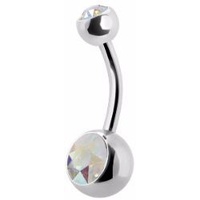 Surgical Steel Double Jewelled Belly Bar