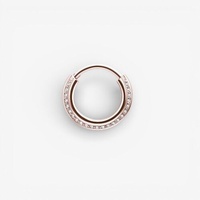 Rose Gold Steel Septum Ring - Triple Slanted Cubic Zirconia 16 Gauge - 8mm