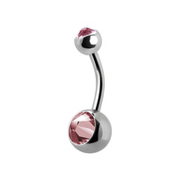 Titanium Double Jewelled Mini Belly Ring - 6mm Ball