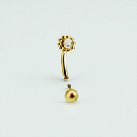 Gold Titanium Internal Thread Rook Bar- Premium Zirconia Ball Flower Cluster