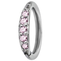 Surgical Steel Hinged Ring - Premium Zirconia