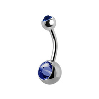 Titanium Double Jewelled Mini Belly Ring - 6mm Ball