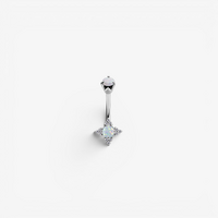 Surgical Steel Double Jewelled Belly Ring - Lab Created Opal 