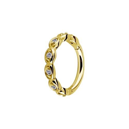 Gold Steel Hinged Ring - Premium Zirconia