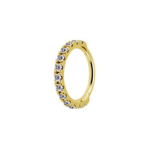 Gold Steel Hinged Ring - Premium Zirconia Square Design