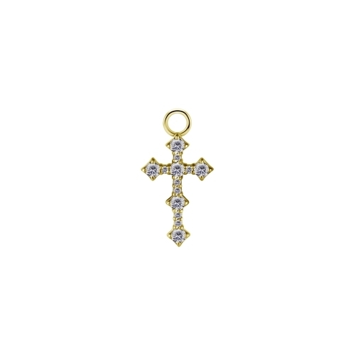 Gold Nickel Free Cobalt Chrome Jewellery Charm - Cross Premium Zirconia 