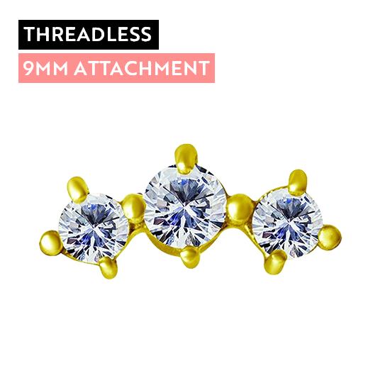 Large View Gold Steel - Crescent - 9mm Threadless Attachment