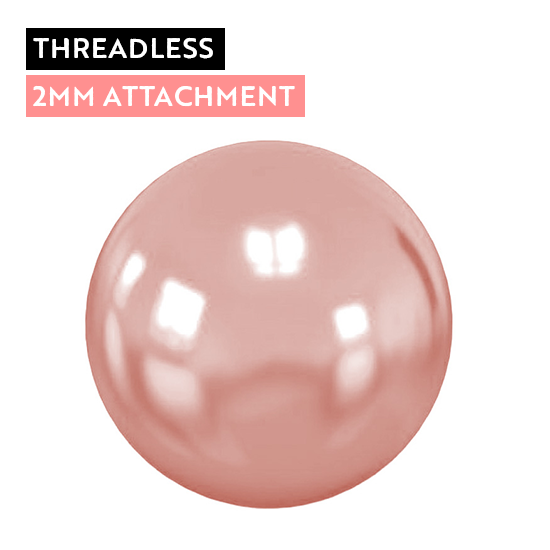 Large View Rose Gold Titanium Ball - 2mm - Threadless Attachment