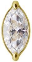 Large View 18K Gold - Marquise Shape Premium Zirconia - 5mm Threadless Attachment