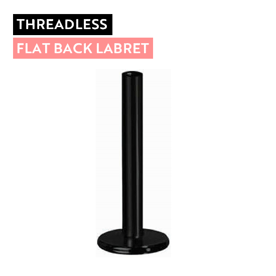 Large View Black Titanium Threadless Flat Back Labret Post