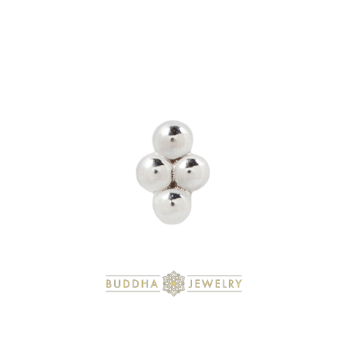 4 Bead Cluster - 14K White Gold Attachment for Threadless Labret