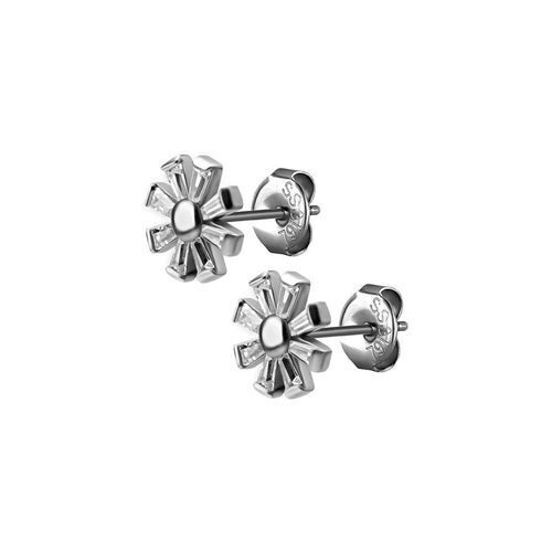 Surgical Steel Ear Studs - Cubic Zirconia Flower
