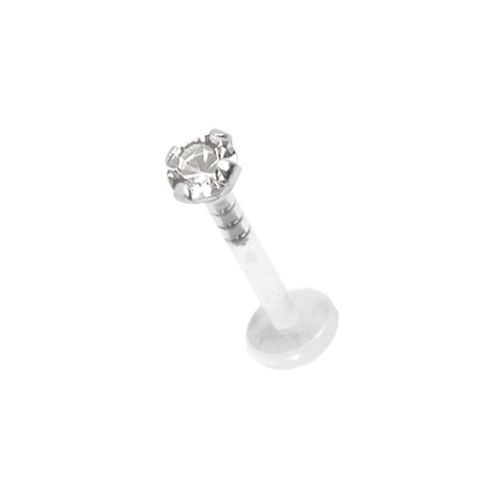 Bioplast Flat Back Labret and 2mm Jewelled Sterling Silver Attachment Crystal