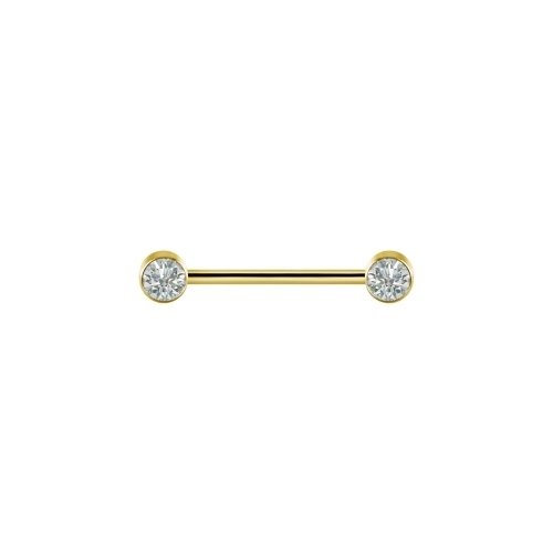 Gold Titanium Internal Thread Nipple Bar - Double Premium Zirconia
