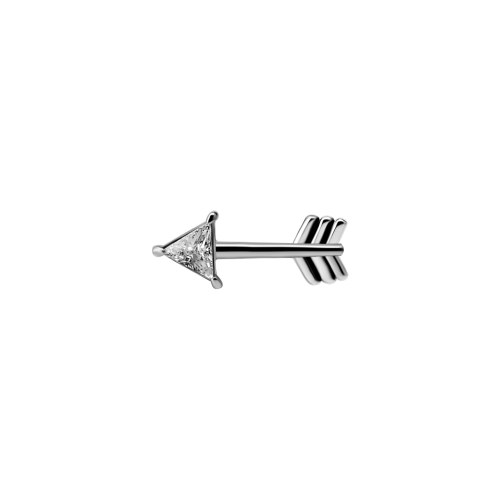 Surgical Steel Attachment for Internal Thread Labret - Arrow Cubic Zirconia - 12mm