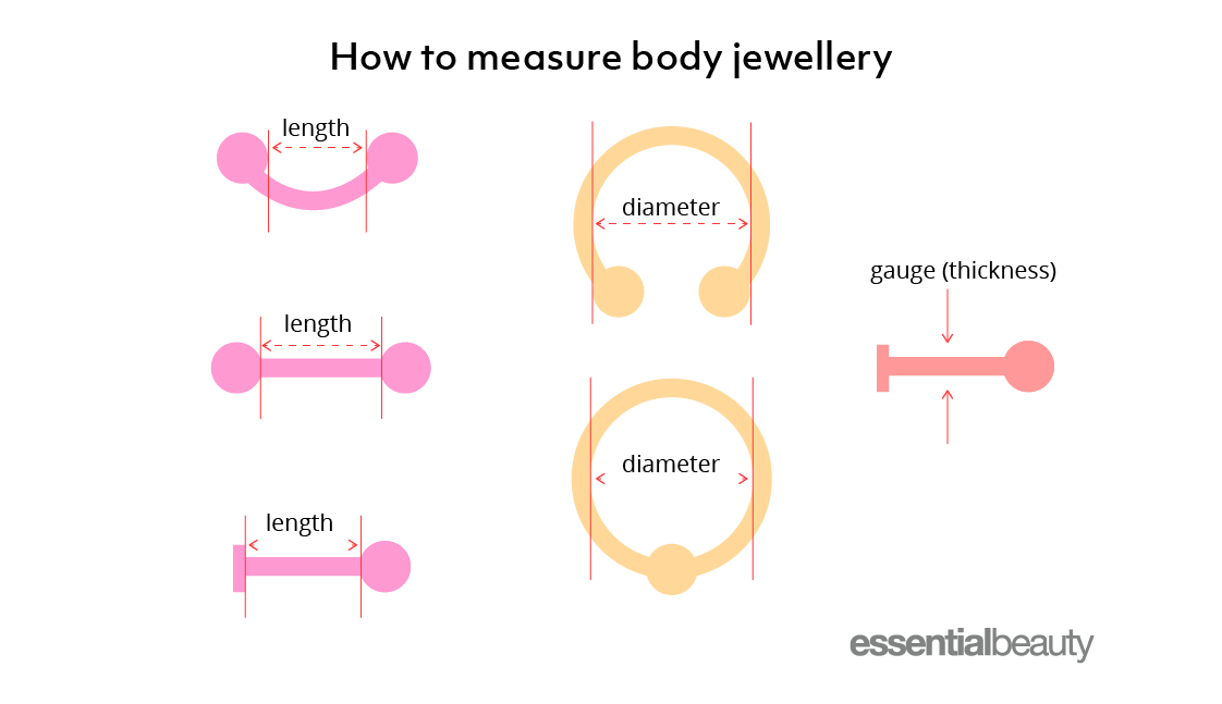 A guide on how to measure the length and diameter of body jewellery