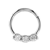 Surgical Steel Septum Ring - Crystal Trio 16 Gauge - 6mm