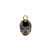 Gold Steel Skull Jewellery Charm - Black Crystal