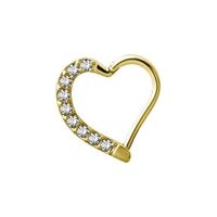 Gold Steel Heart Daith Ring - Premium Zirconia