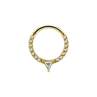 Gold Steel Septum Ring  with Premium Zirconia Front Facing - Triangle