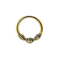Gold Steel Hinged Ring - Vintage Beaded Design