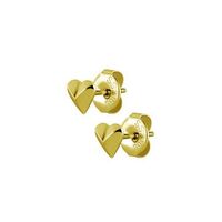 Gold Steel Ear Studs - Geometric Hearts