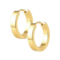 Gold Steel Plain Hoop Earrings 20 Gauge - 12mm