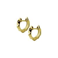 Gold Steel Hoop Earrings - Pyramid Design 20 Gauge - 9mm
