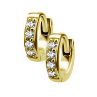 Gold Steel Huggies Hoop Earrings - Cubic Zirconia 20 Gauge - 5mm