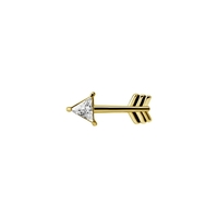 Gold Steel Attachment for (Type S) Internal Thread Labret - Arrow Cubic Zirconia - 12mm