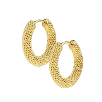 Gold Titanium Chain Hoop Earrings