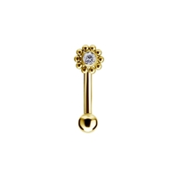Gold Titanium Internal Thread Rook Bar- Premium Zirconia Ball Flower Cluster