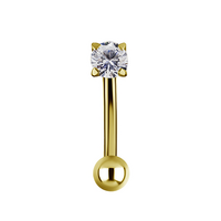 Gold Titanium Internal Thread Rook Bar - Premium Zirconia Round