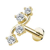 Gold Titanium - Swirl Cluster - Cubic Zirconia - Threadless Labret