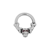 Surgical Steel Hinged Ring - Skull and Bone