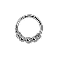 Surgical Steel Hinged Ring - 3 Balls