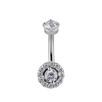 Surgical Steel Internal Thread Rook Bar - Premium Zirconia Halo 16 Gauge - 7mm